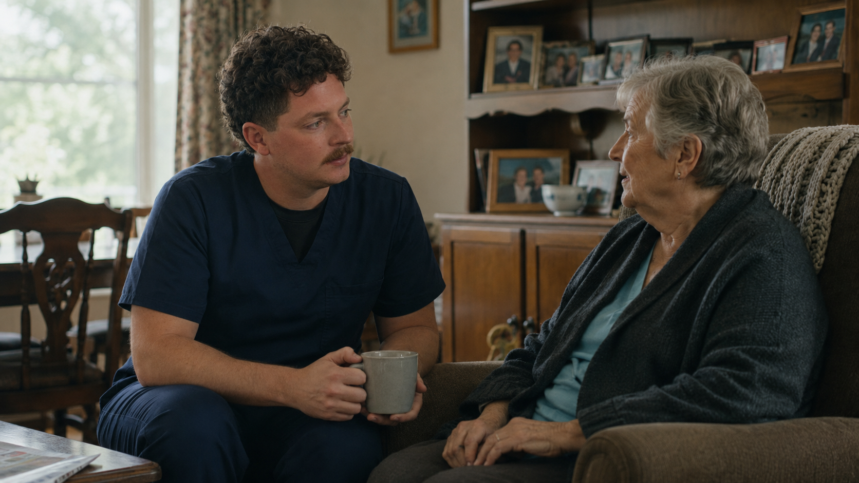 Registered Nurse speaking with an older person during a home visit